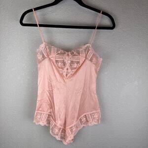 Formfit Lingerie Vintage Satin Lace Teddy Bodysuit Size 34 XS/S‎ Baby Pink Nylon